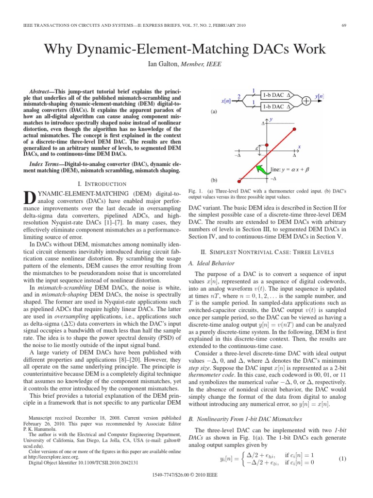 Why Dynamic-Element-Matching Dacs Work: Ian Galton, Member, Ieee | PDF ...