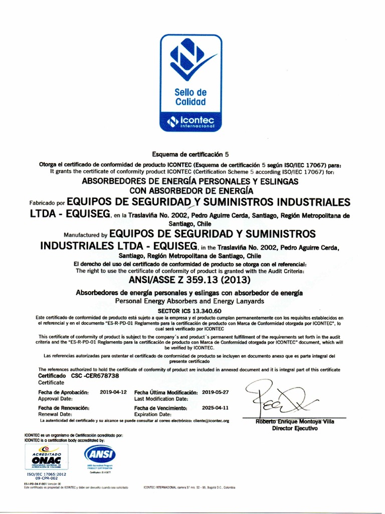 Certificado ansi z359 13 2013 pdf