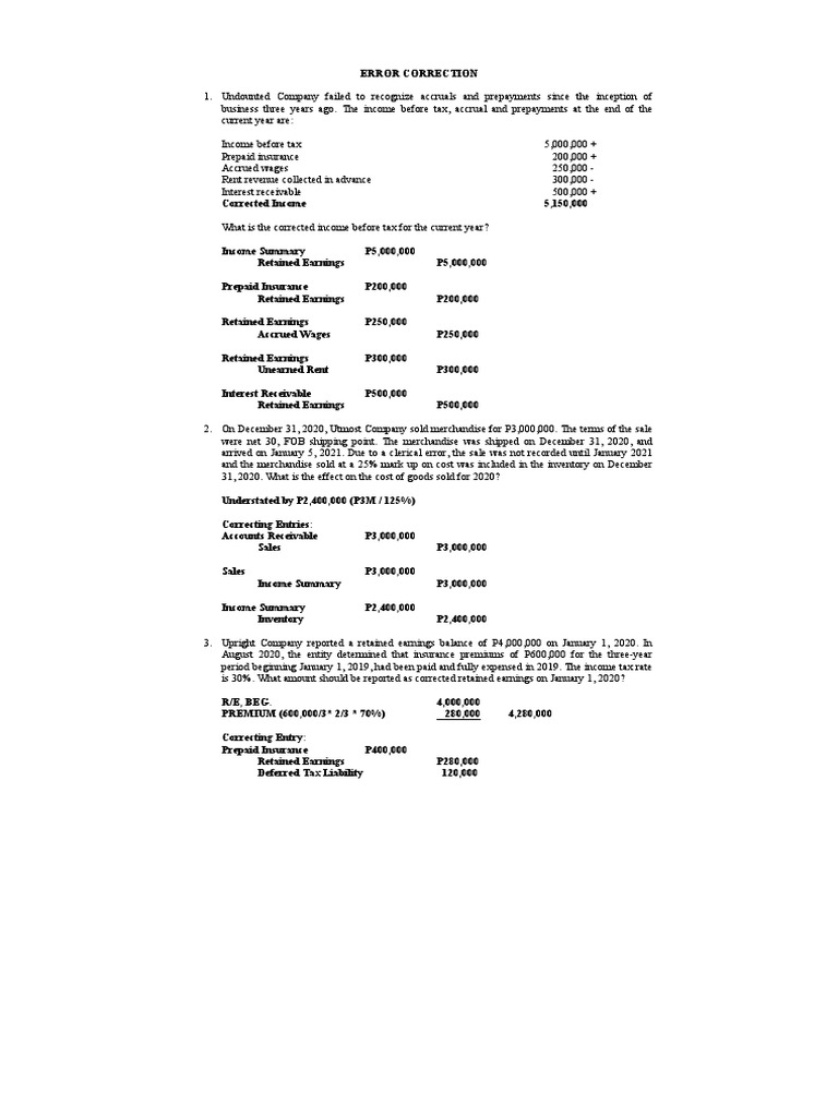 Accruals and Prepayments Error Analysis | PDF | Retained Earnings | Accrual
