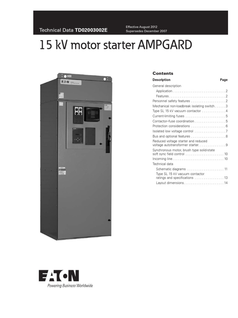 15 KV Motor Starter AMPGARD: Technical Data TD02003002E | PDF | Fuse ...