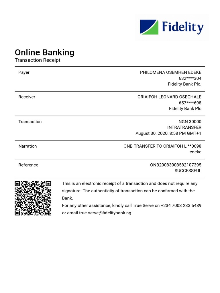 Online Banking Transfer Receipt | PDF