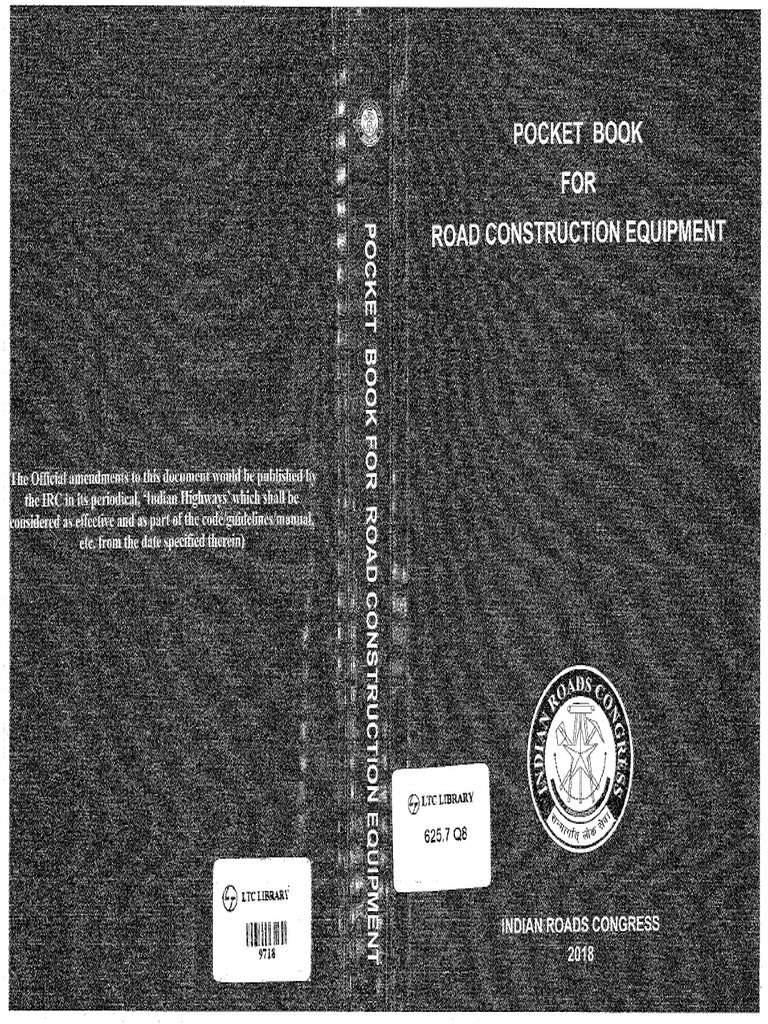 Pocket Book For Road Construction Equipment (Irc) 2018 | PDF
