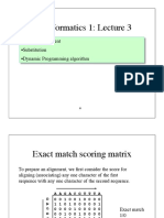 Bioinformatics 1: Lecture 3: - Pairwise Alignment - Substitution - Dynamic Programming Algorithm