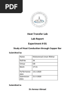 Heat Transfer Lab Lab Report Experiment # 01: Study of Heat Conduction Through Copper Bar