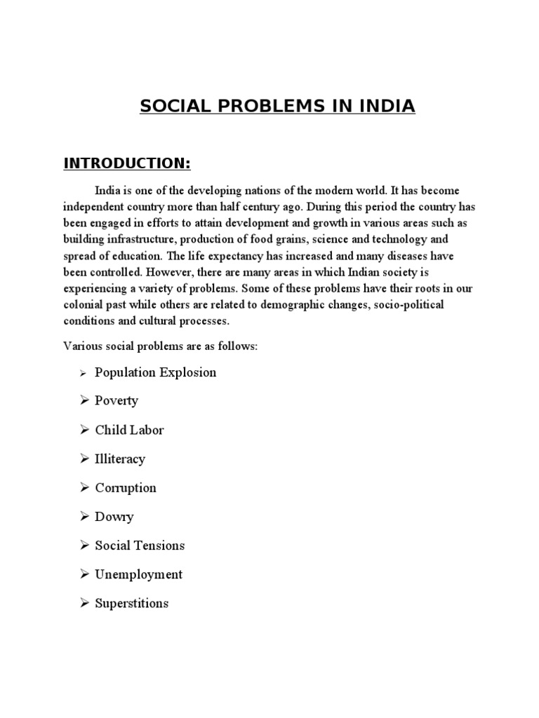 Major Social Issues in India | PDF | Poverty Threshold | Human ...