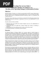 Teaching Note On Case Study 1 Midsouth Chamber of Commerce (A) : The Role of The Operating Manager in Information Systems