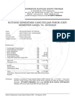 Kuitansi Sementara Uang Kuliah Pokok (Ukp) SEMESTER GANJIL TA. 2019/2020