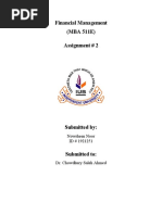 Financial Management (MBA 511E) Assignment # 2: Nowsheen Noor ID # 1921251