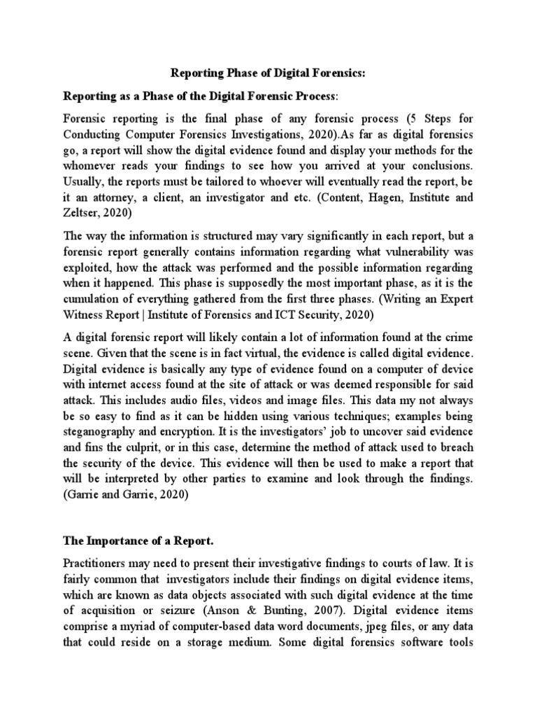 Reporting Phase of Digital Forensics | PDF | Digital Forensics ...