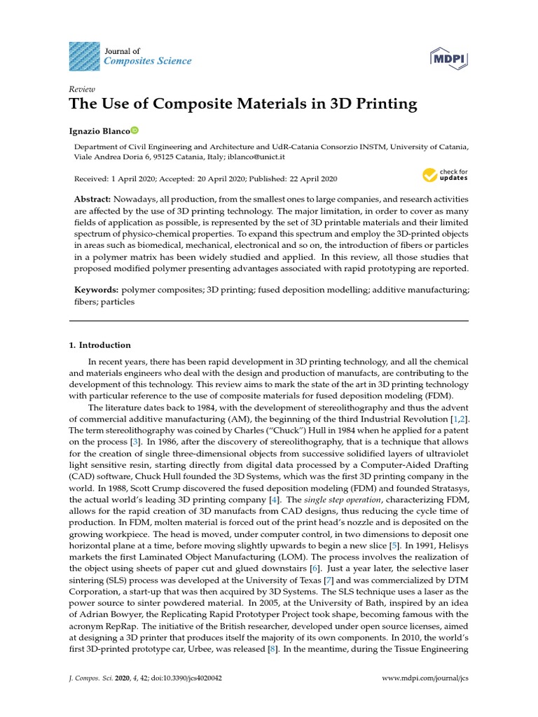 The Use of Composite Materials in 3D Printing | PDF | 3 D Printing ...