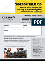 Toolbox Talk 10: Critical Risks - Using and Working Around Mobile Plant and Machinery (Vehicles)