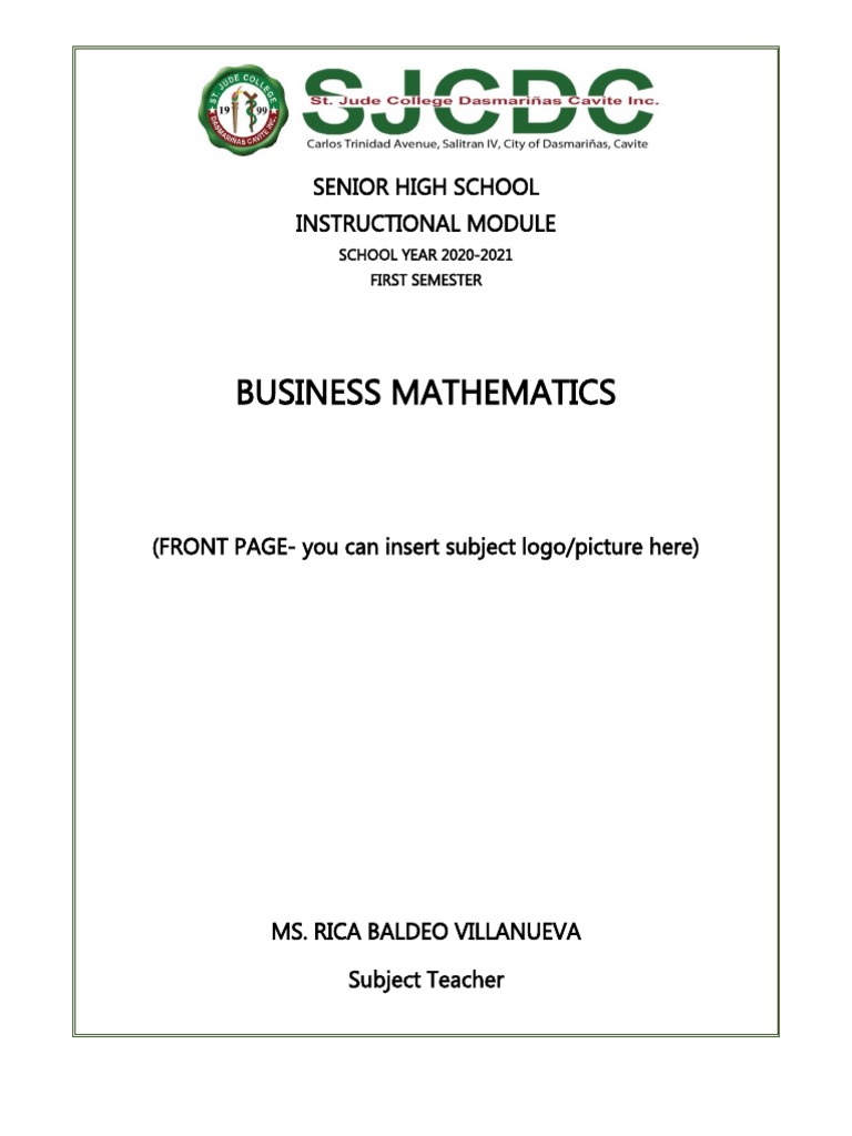 Final-Module - Bus. Math | PDF | Fraction (Mathematics) | Subtraction