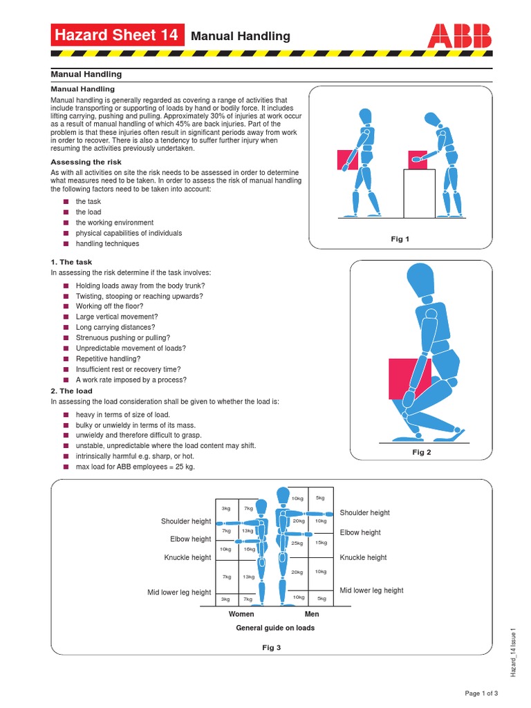 Hazard Sheet 14: Manual Handling | PDF | Personal Protective Equipment ...