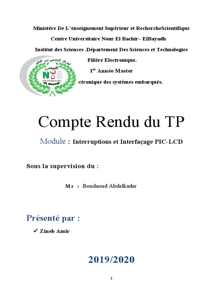 TP Interruptions et Interfaçage PIC | PDF | Ingénierie électronique ...