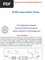 Solution of Discrete Time State Equations: EE-601: Linear System Theory