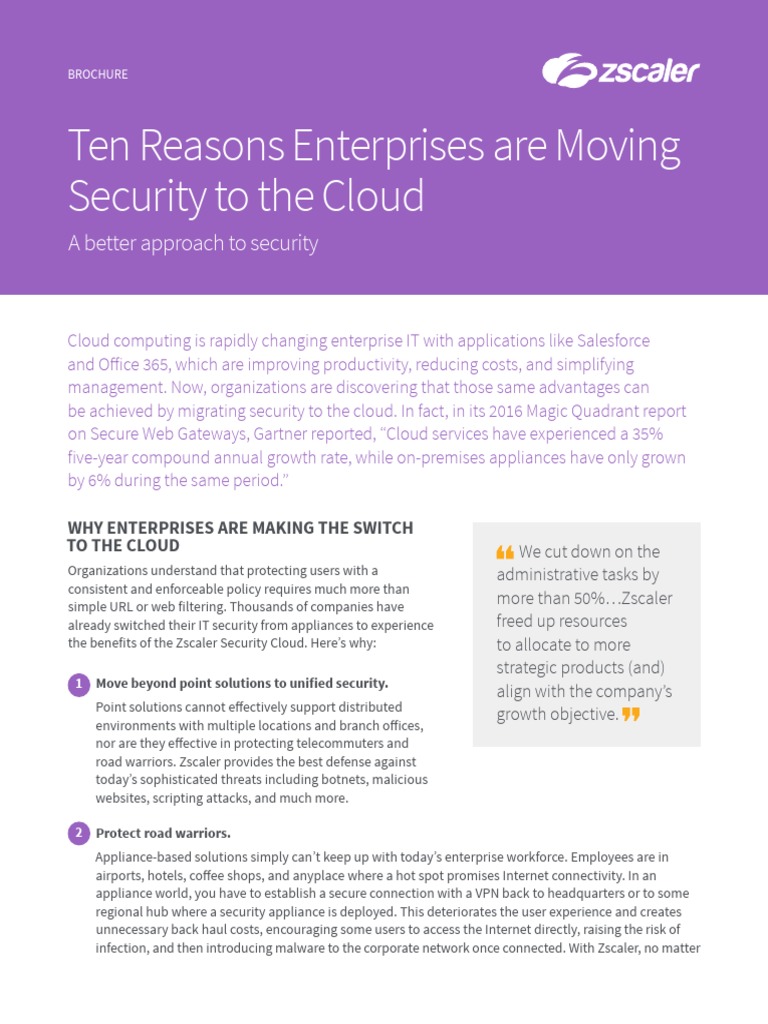 Ten Reasons Enterprises Are Moving Security To The Cloud | PDF | Cloud ...