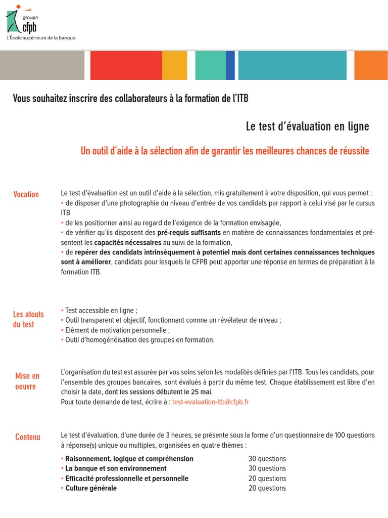 Test d'évaluation ITB pour candidats | PDF | Business | Science