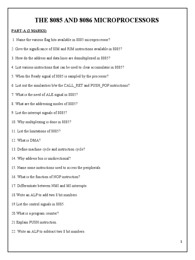 Comparing 8085 and 8086 Microprocessors | PDF | Central Processing Unit ...