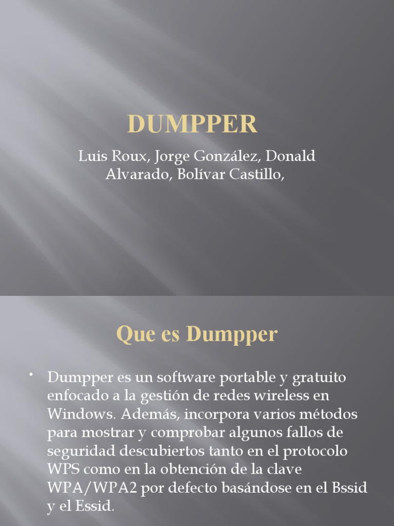 Dumpper: Gestión de Redes WiFi en PC | PDF