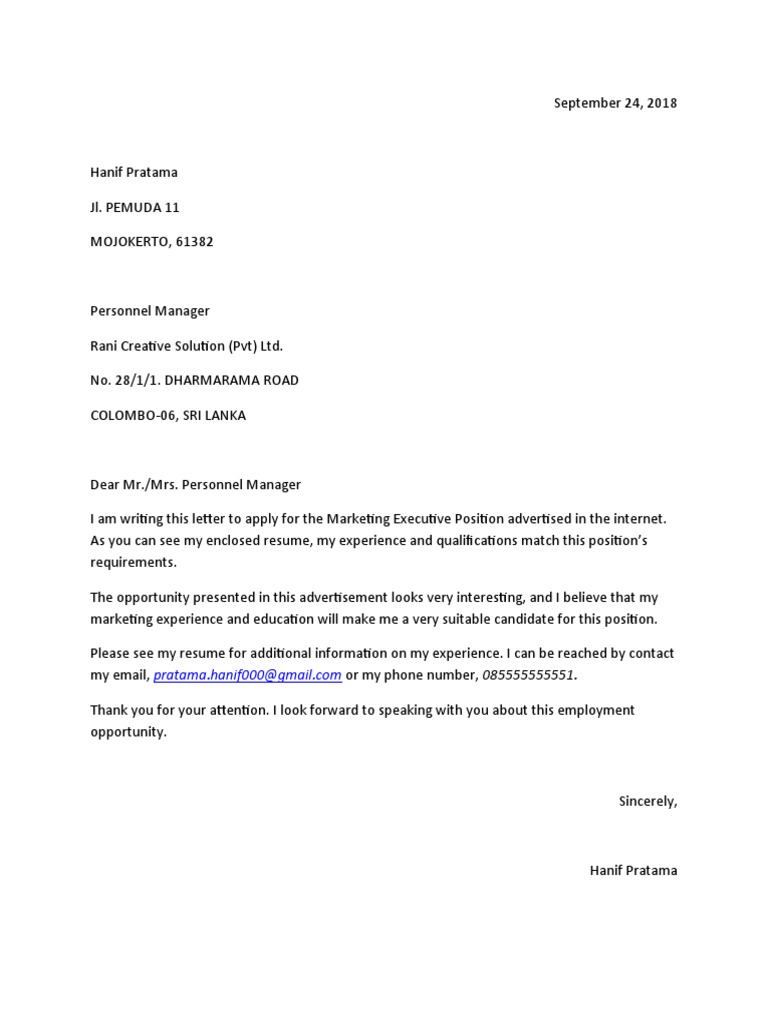Applicaton Letter | PDF