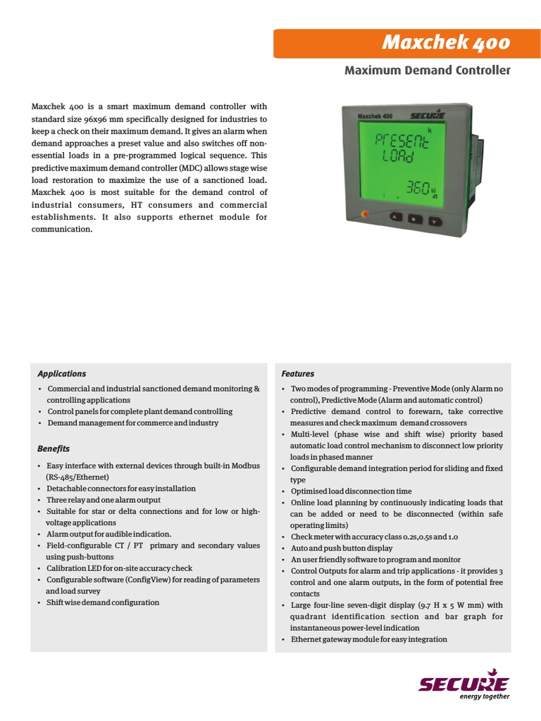 Maxchek 400 Demand Controller Overview | PDF | Alternating Current ...