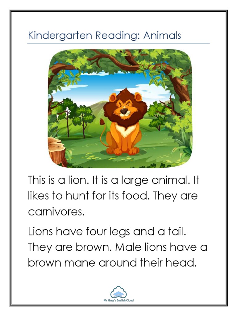 Kindergarten Animal Descriptions | PDF