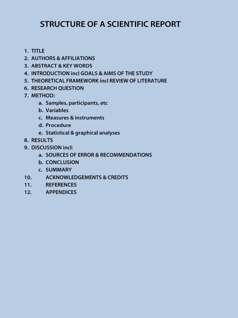 Structure of A Scientific Report | PDF
