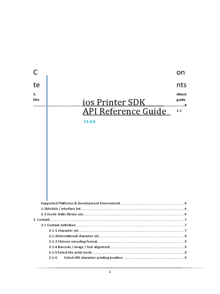 iOS Printer SDK API Reference Guide | PDF | Library (Computing ...