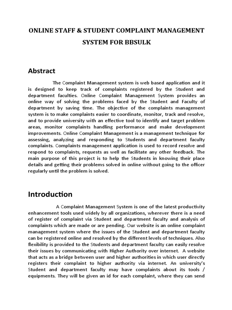 Online Student Complaint Management System | PDF | Complaint | System