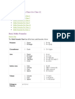 Math Formulas From Class 6 To Class 12