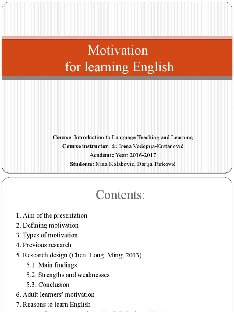 Understanding English Learning Motivation | PDF | Motivation | Motivational