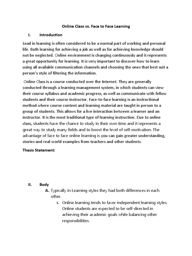 Reading and Writing Online Class vs. Face To Face | PDF | Educational ...