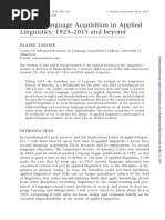 Second Language Acquisition in Applied Linguistics: 1925-2015 and Beyond