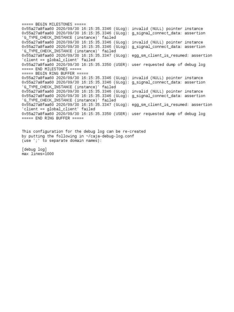 Debug Log Configuration and Errors | PDF