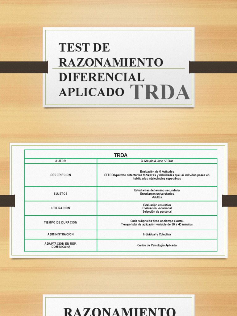 Test de Razonamiento Diferencial TRDA | PDF | Epistemología | Aprendizaje