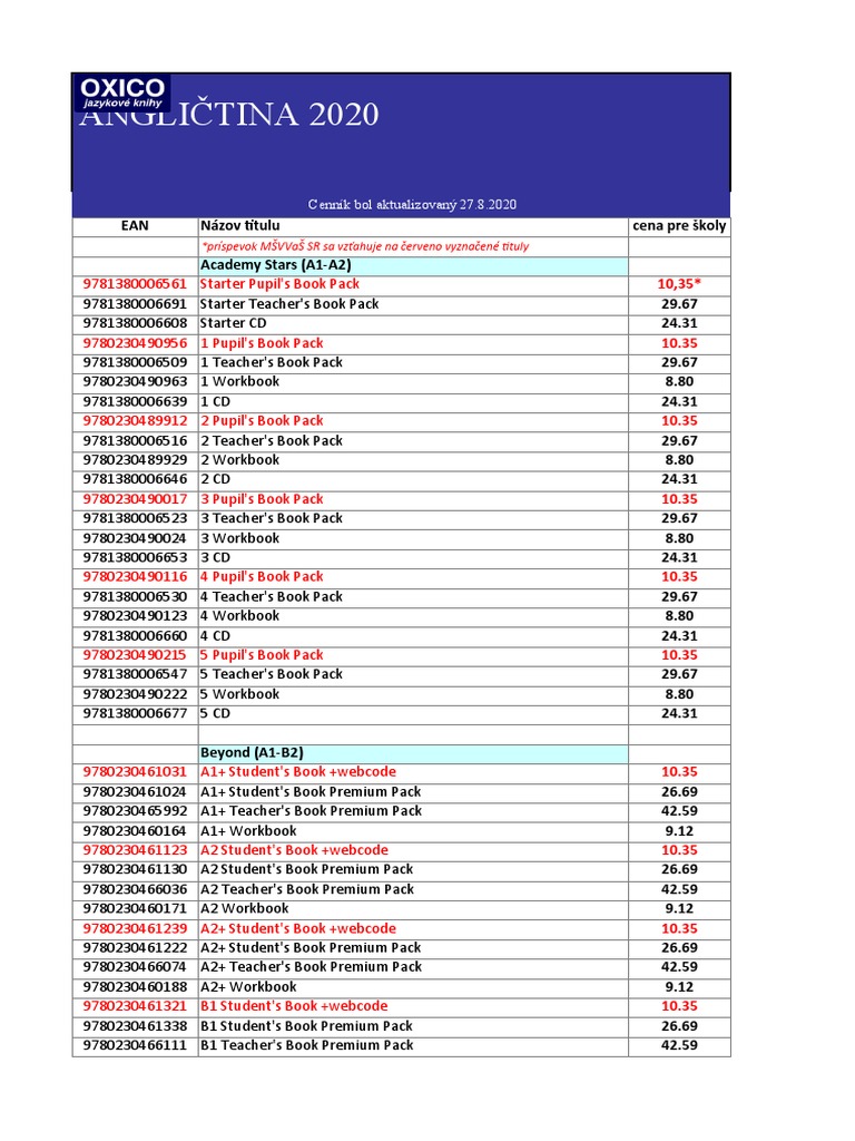 Updated Price List for English Titles | PDF | Teaching