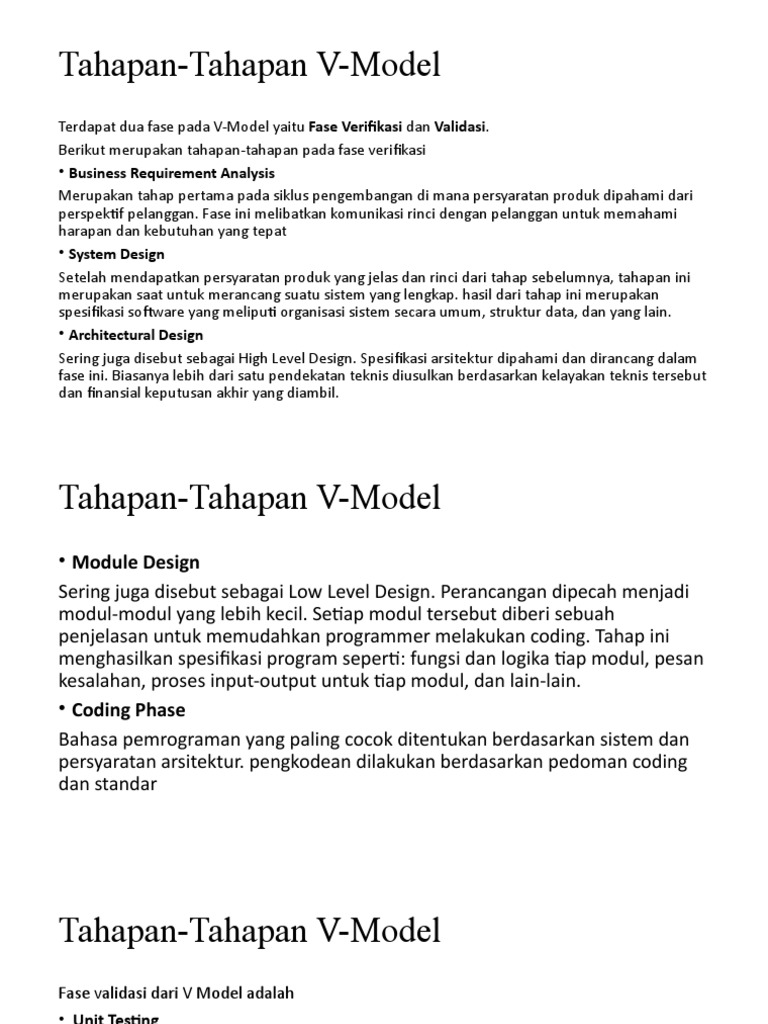 Tahapan Verifikasi dalam V-Model | PDF