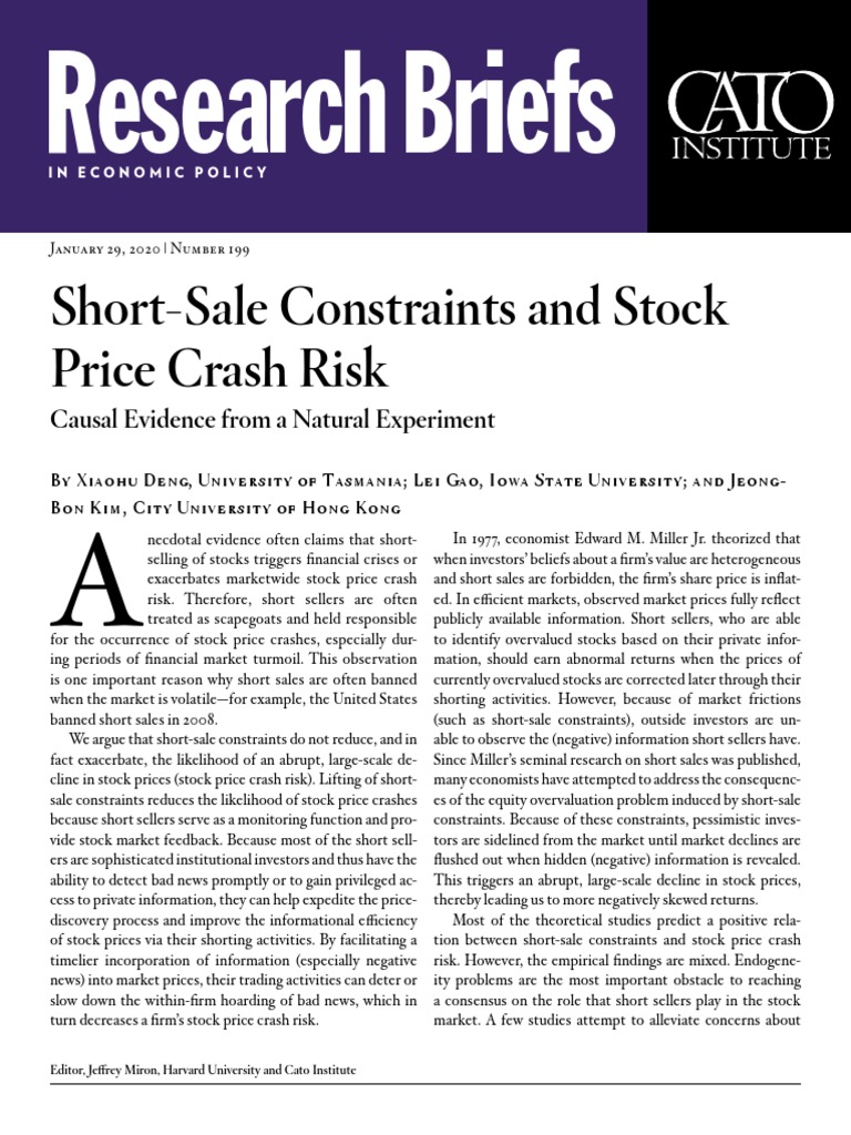 Short Sale Constraints and Stock Price Crash Risk Causal Evidence From