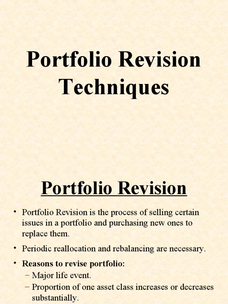 Portfolio Revision Techniques
