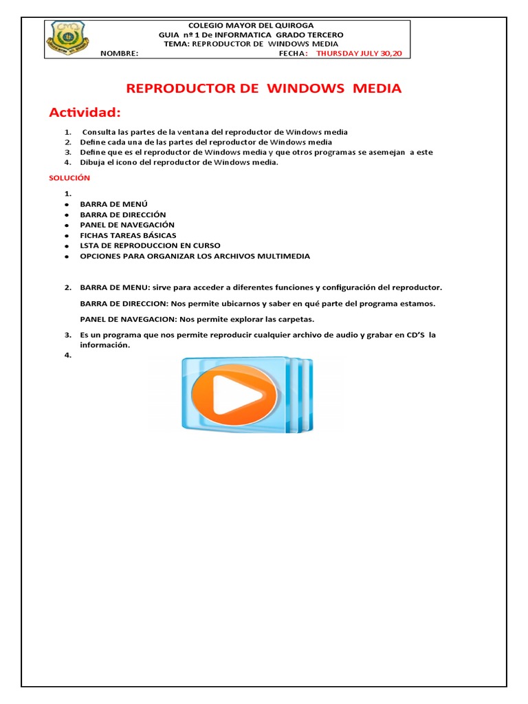 GUIA 1 DE INFORMATICA GRADO TERCERO 30 de Julio Resuelta | PDF