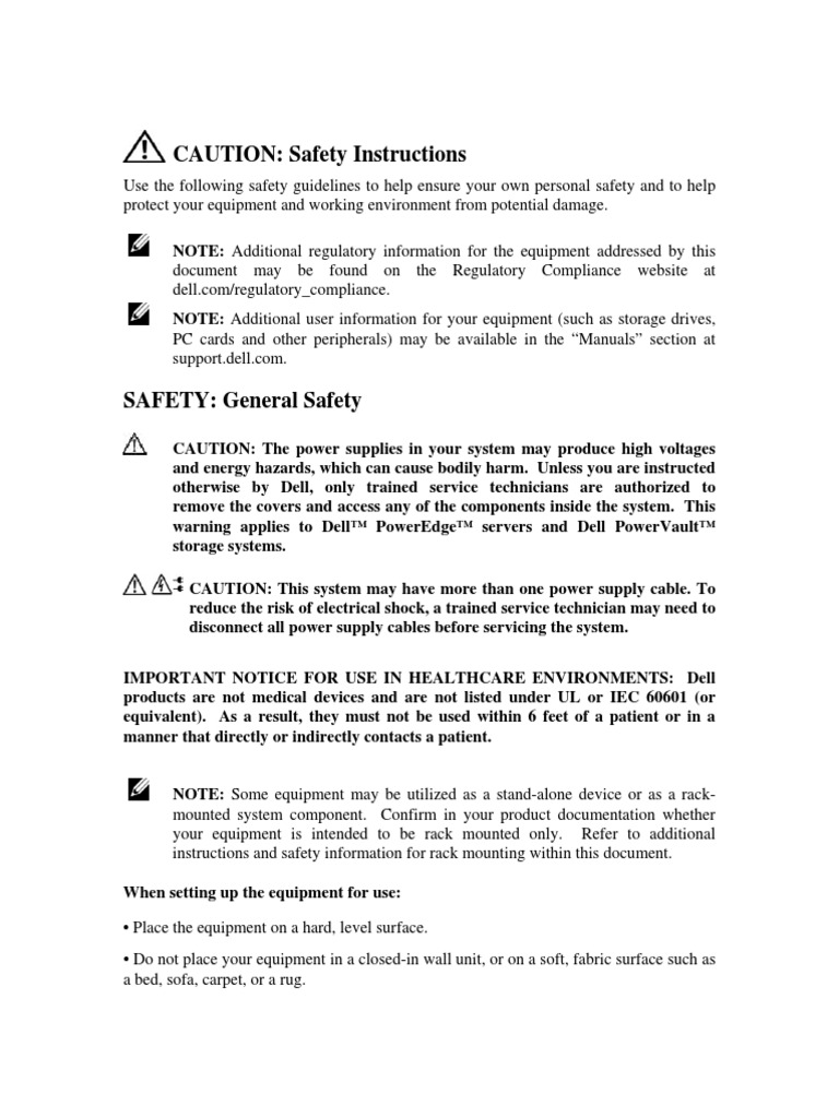 CAUTION: Safety Instructions | PDF | Electrostatic Discharge | Power Supply
