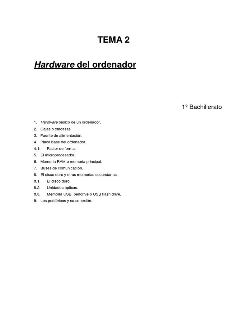 Tema 2. El Ordenador - Hardware | PDF | Archivo de computadora ...