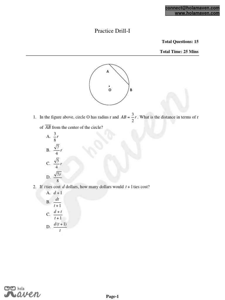 Math Practice Drill: 15 Questions | PDF | Teaching Mathematics | Business