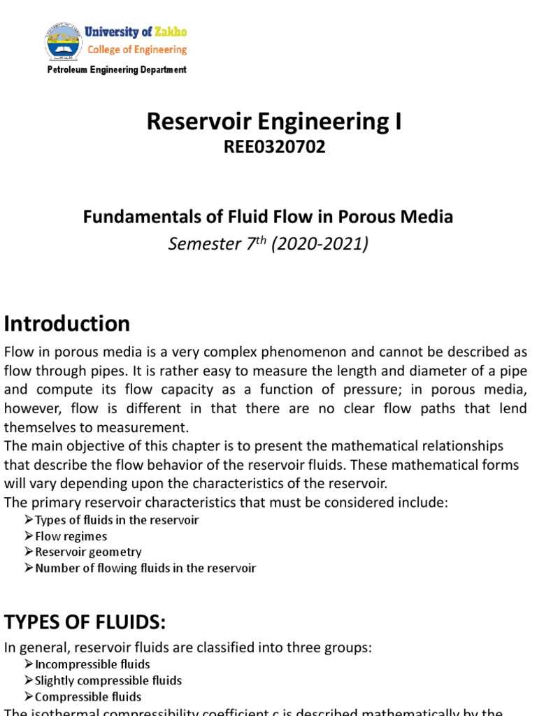 Fluid Flow Fundamentals in Reservoirs | PDF | Fluid Dynamics | Pressure