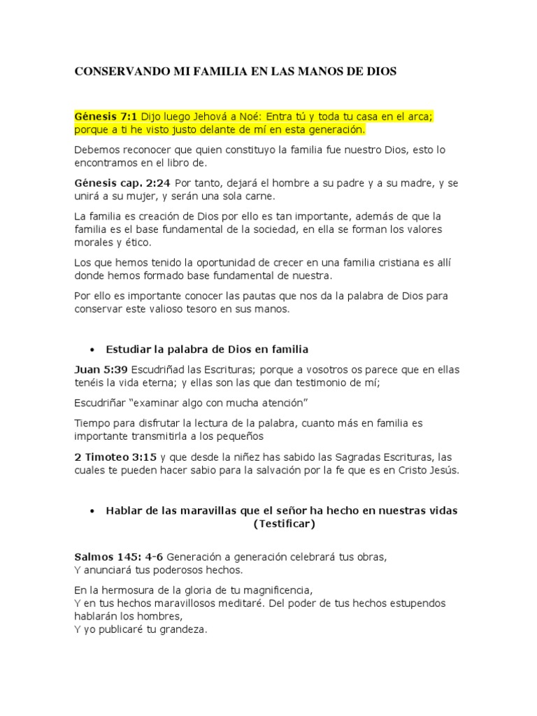 La Familia en las Manos de Dios | PDF | Oración | Jesús