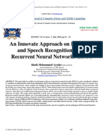 An Innovate Approach On Biometric and Speech Recognition Using Recurrent Neural Networks (RNN)