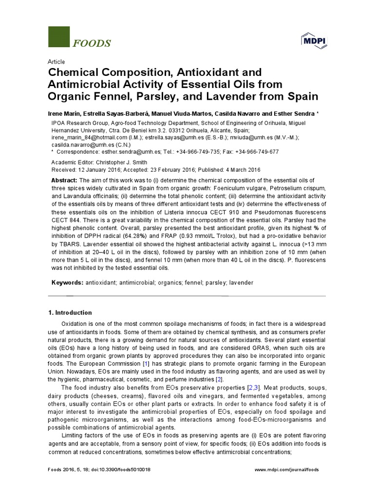 Chemical Composition, Antioxidant and Antimicrobial Activity of ...
