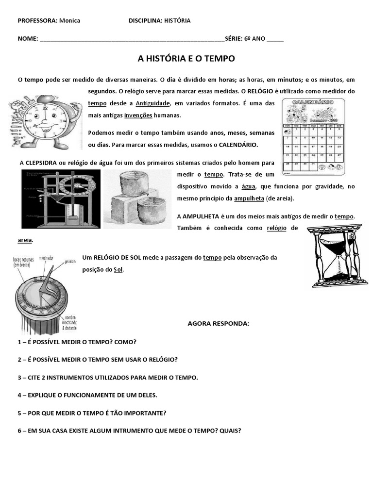 Medindo o Tempo na História do 6º Ano | PDF