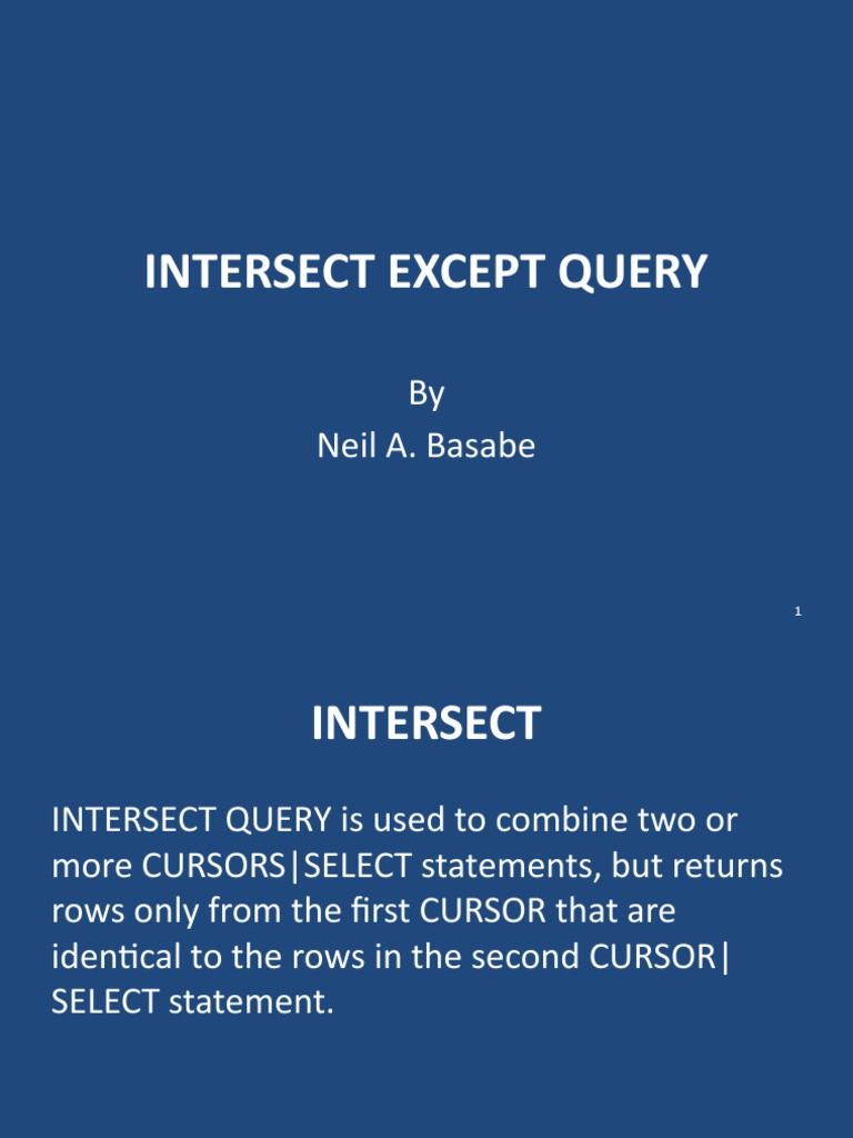 SQL INTERSECT and EXCEPT Queries Guide | PDF