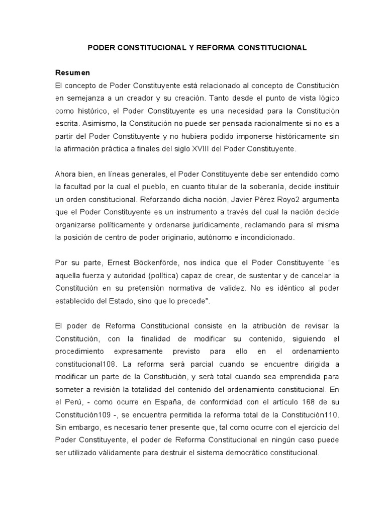 Poder Constitucional y Reforma Constitucional | PDF | Constitución ...